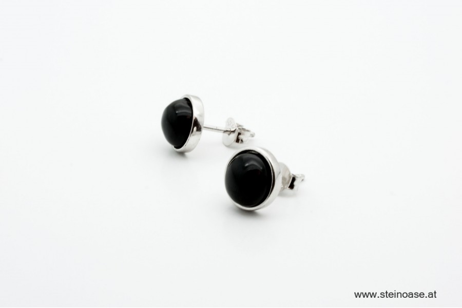 Ohrstecker Onyx, Silberfassung, 8mm